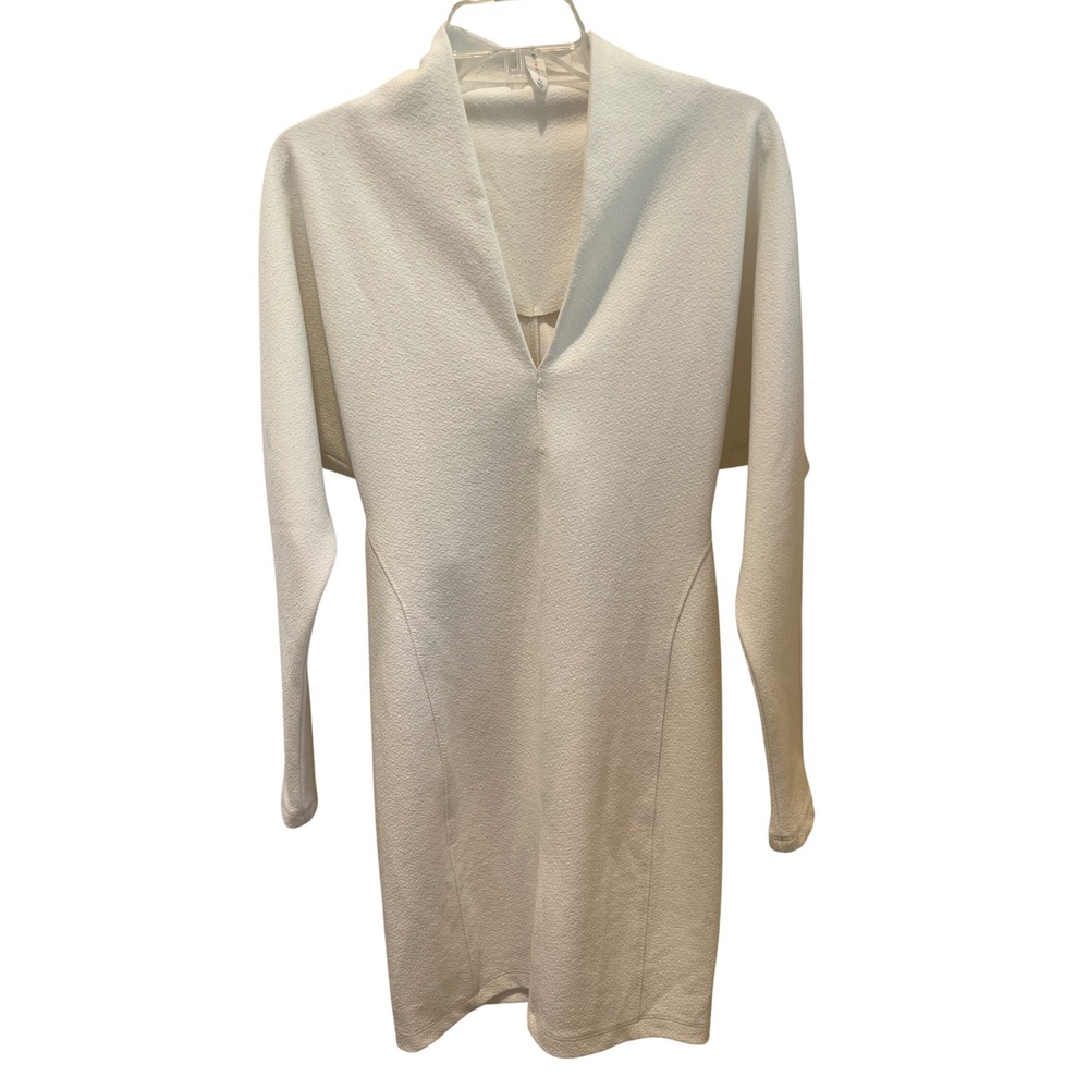 Anthropologie Daily‎ Practice XS Dress Cream Long Sleeve Mini Bodycon Textured